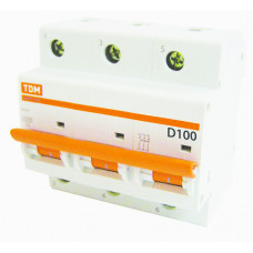 Автоматический выключатель ВА47-100 3Р 10А 10кА х-ка D TDM SQ0207-0023