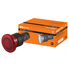 Кнопка грибовидная SB7-CWM42-220V(LED) d35мм 1р красная TDM