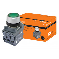 Кнопка MP1-21G(LED) в сборе d22мм/220В 1з+1р зеленая TDM